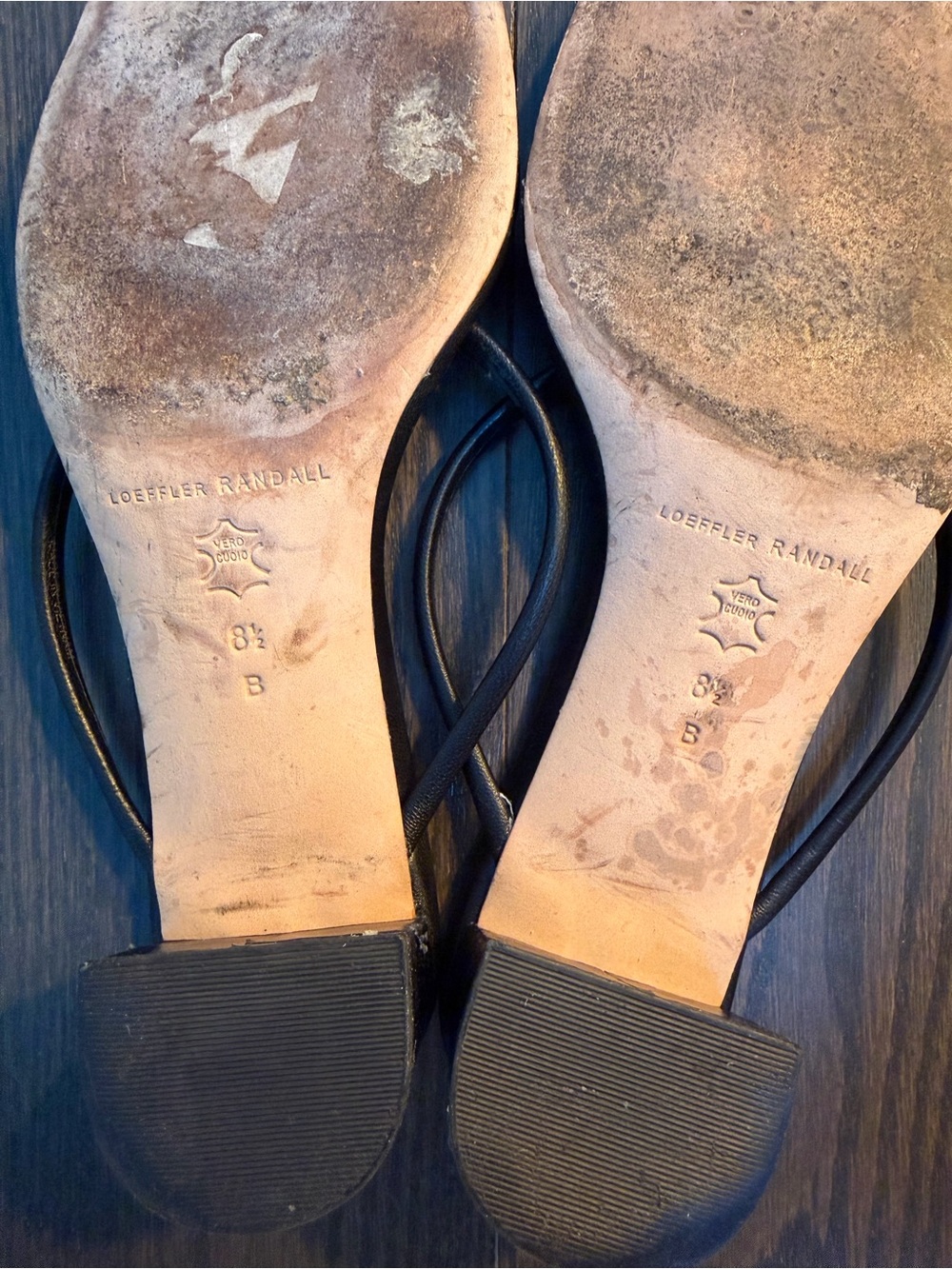 Loeffler Randall Black Leather Thong Sandals Silver Ball Detail Size 8.5 - Picture 4 of 4